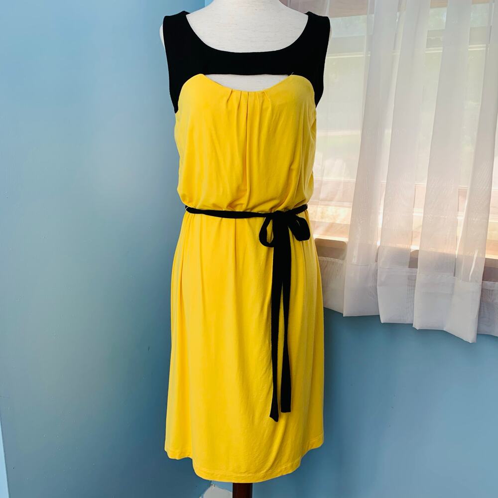 New York & Co. Yellow and Black Sleeveless Dress Size Medium - Picture 6 of 7